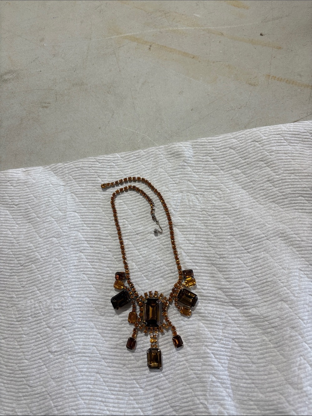 Vintage topaz rhinestone necklace